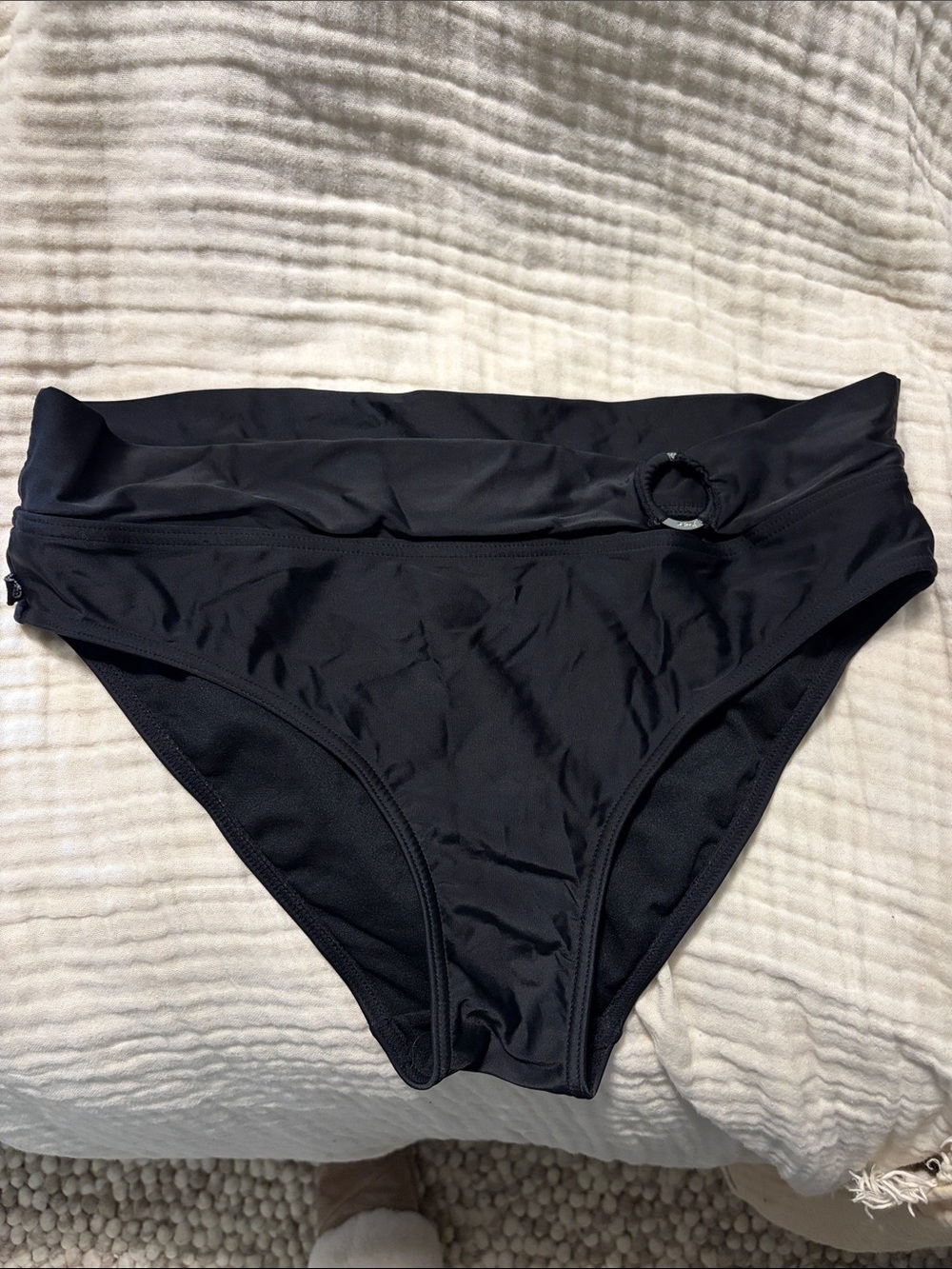 La Vie En Rose Black Bikini Bottom with Decorative Ring